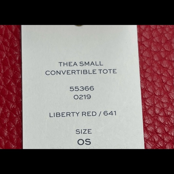 NEW Tory Burch Red Thea Small Convertible Red Pebbled Leather Tote - Picture 10 of 10
